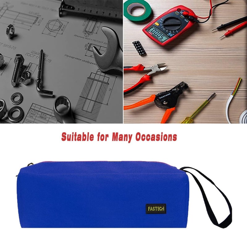 FSATECH 1-Pack Zipper Utility Tool Bag, Small Zipper Bags/Multi-purpose Tool Pouch Tote Bags Storage Organizer for Screwdrivers, Pliers, Nut Drivers Gifts to Men/Women. (Blue) - Image 5